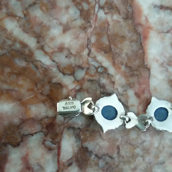 Lapis marcasite Station Bracelet 7.5" - Picture 3 of 7